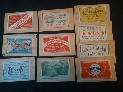 10 NIPPON Antique Vintage Match Packet LABELS Matches Paper Japan c. 1910 RARE