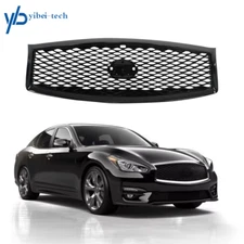 Front Upper Grille W/Camera Option For 2015-2019 Infiniti Q70 Q70L Gloss Black