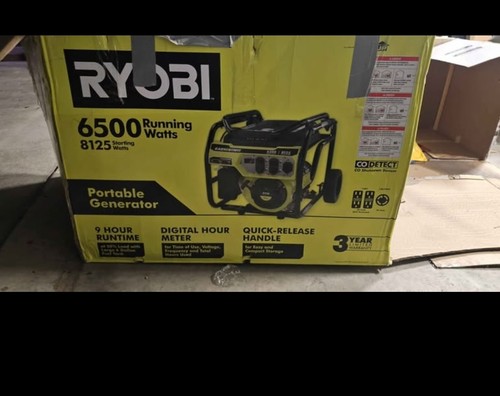 RYOBI 6,500-Watt Gasoline Powered Portable Generator with CO Shutdown ...