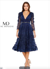 MAC DUGGAL 67809D FLORAL APPLIQUE LACE FIT & FLARE MIDNIGHT FIT & FLARE DRESS 10