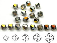 Czech Bicone Crystal Beads Crystal Marea, metallic coated Rondelle Diamond
