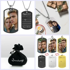 Personalized Full Color Photo Printing & Custom Calendar Date Dog Tag Necklace