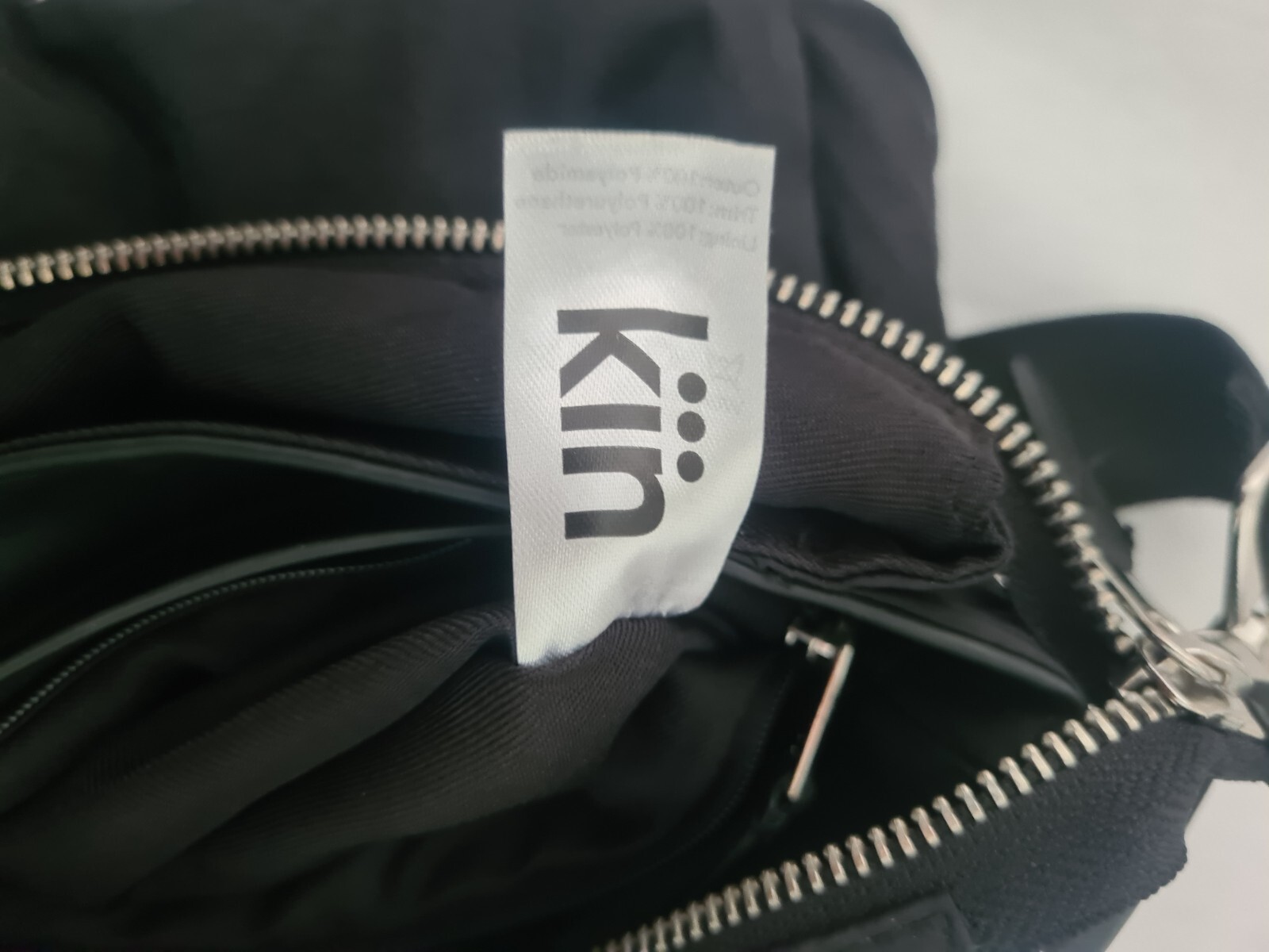 Kin John Lewis Cross Body Bag Black Triple Compartment Soft Shell