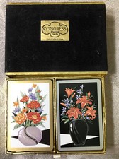 Vintage CONGRESS U.S. Playing Cards, Set 2 Decks, Flowers in Vases