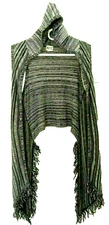 Unique Sweet Kizz Hoodie-Shawl Sweater Vest-L, black & gray