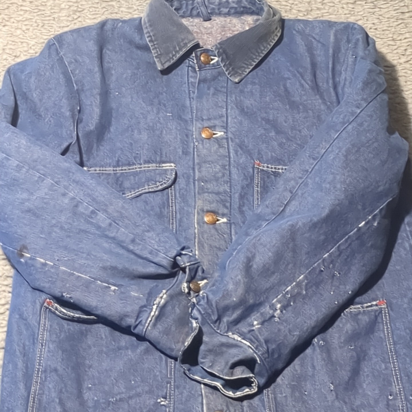 Vintage Wrangler Blue Bell Blanket Lined Corduroy Collar Denim Work Jacket