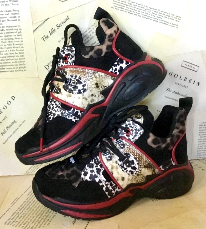 Zapatillas Buffalo Cray Estampados Animales Mezclados Gruesas Con Cordones Negro Rojo 40/9 NUEVAS Foto 4 de 4