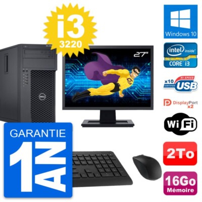 PC Tour Dell Precision T1650 Intel Core i3-3220 RAM 8Go SSD 2To Windows 10 Wifi