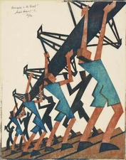 Sybil Andrews : Bringing in the Boat : 1933 : Archival Art Print