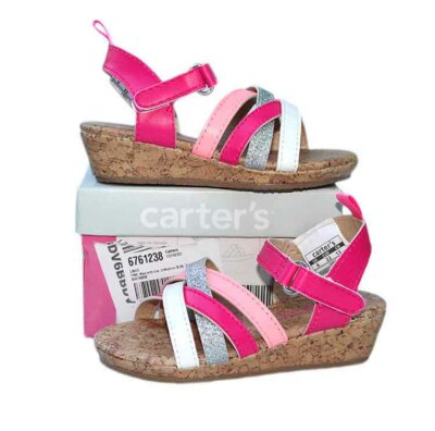 Carter's Lana-C Wedge Sandal Neon Pink Silver Toddler Girls 160301