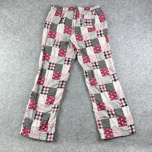 Aerie Patchwork Pajama Pants Womens Medium Pink Gray Lounge Pull On Y2K Skater* - Picture 8 of 18