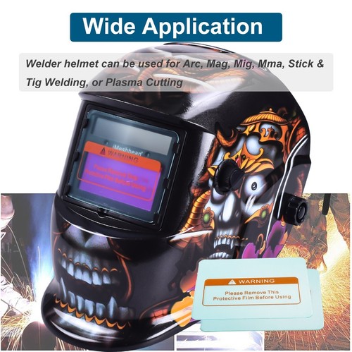Solar Welder Mask Auto-Darkening Welding Helmet Arc Tig mig grinding-Skull Style - Picture 10 of 12