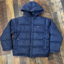 Kids Vintage Y2K Nike Puffer Jacket Blue Large