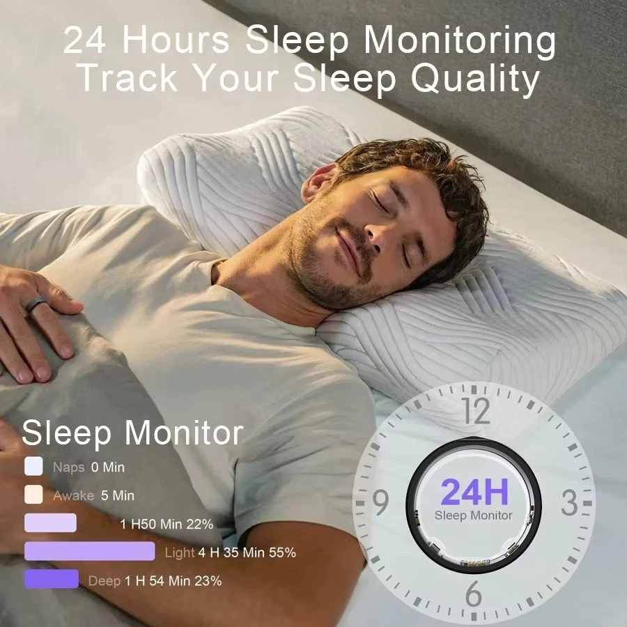 R10m Luxus Smart Ring Blutsauerstoff Herzfrequenz Schlafmonitor IP68 Wasserdicht