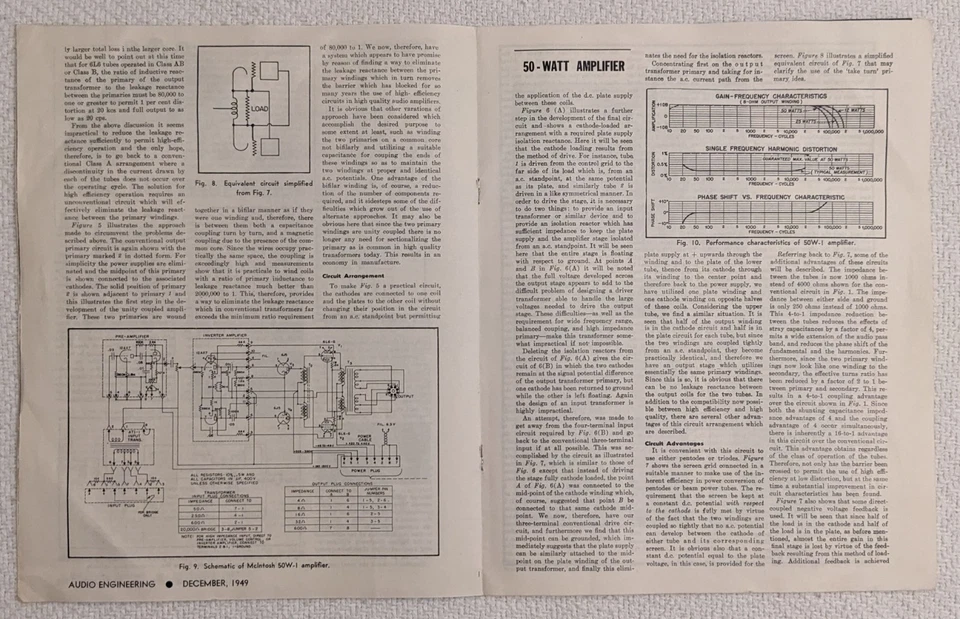 ED1 Audio Engineering DEC 1949 publication MCINTOSH 50-Watt Amp AE-2 EQUALIZER - Image 4 of 4