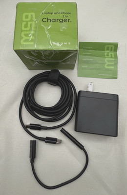 2 in 1 65W Laptop & phone Charger, For Microsoft Windows Surface Charger *READ..