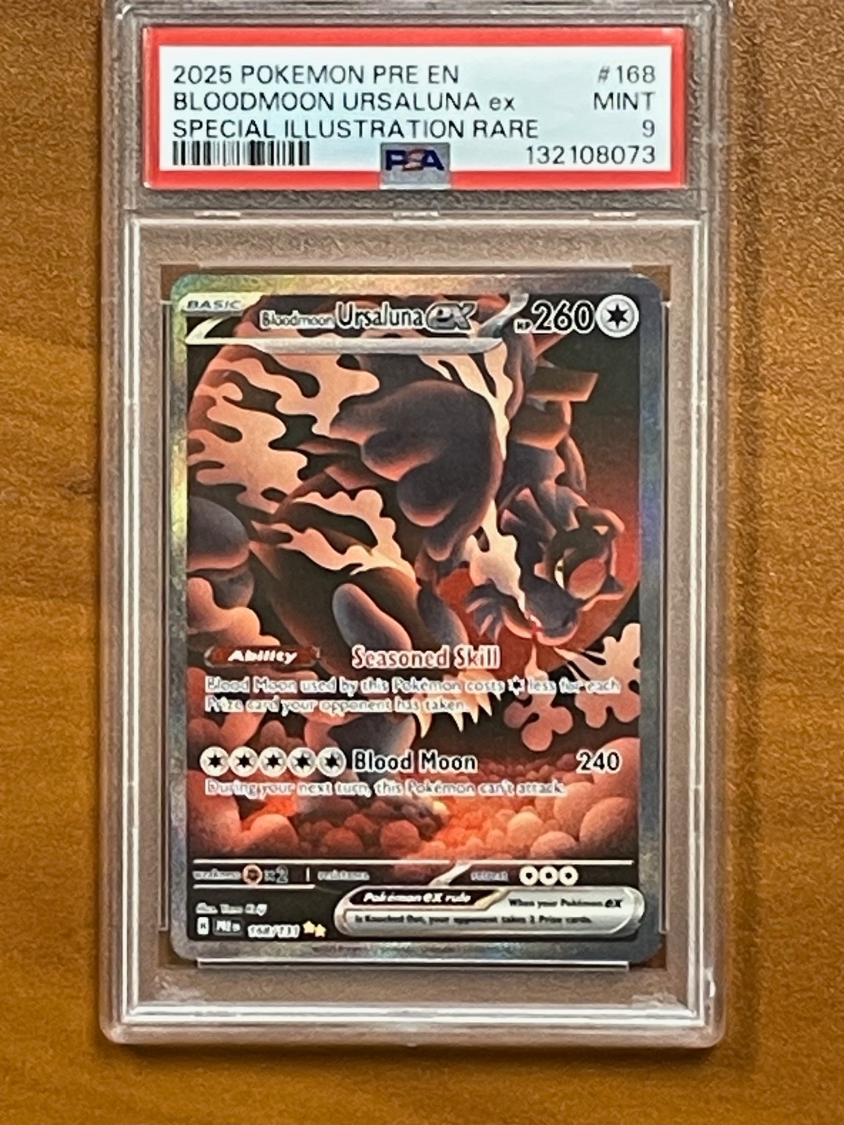 MINT PSA 9 Prismatic Evolutions Bloodmoon Ursaluna ex 168/131 Holo SIR Pokémon