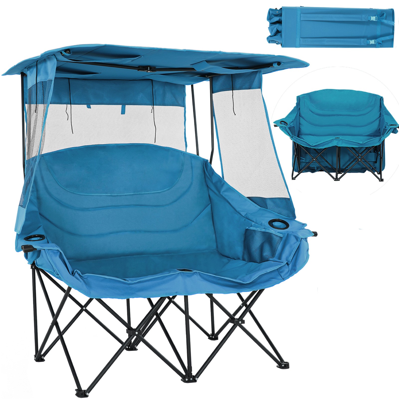 With Canopy, Folding Two-person Seat Loveseat Outdoor