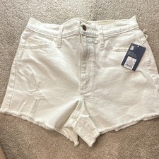 Universal Thread Women's High Rise Shortie Denim Shorts Solid White Size 8