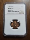 1956-D Lincoln Wheat Cent NGC MS66 RD Uncirculated Bu Red Wheat Penny MS 66