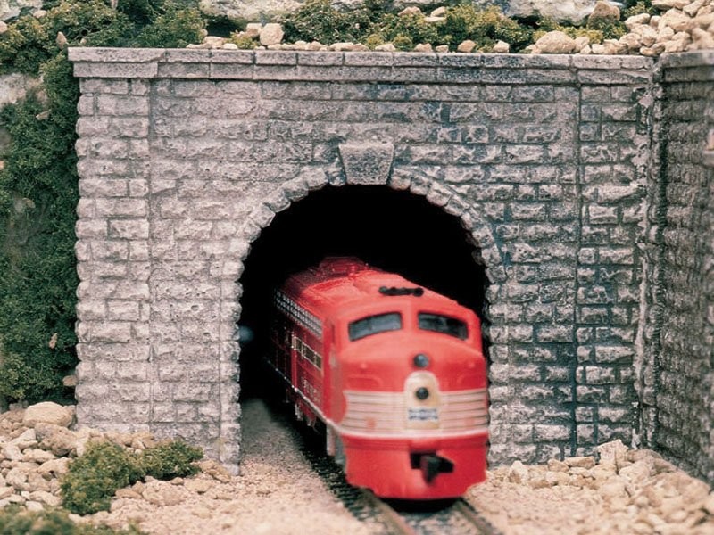 Tunnel simple voie imitation pierre en plâtre Woodland Scenics haute densité échelle O