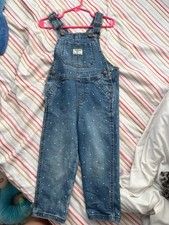OshKosh B'gosh Girls 3T Blue Denim Polka Dot Overall One-Piece