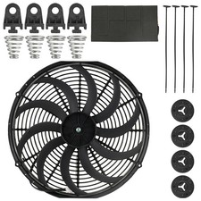 Durable High CFM 12v Electric Curved S Blade 16" Radiator Cooling Fan Black TX
