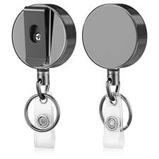 2 Pack Heavy Duty Badge Reel, Retractable ID Badge Holder Clip
