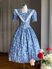 Vintage Baumwollkleid | Gr.40/L | blauen Blum...