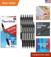 Everyday Writing with Profile Retractable 1.4mm Bold Black Pens, 12 Count