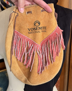Vintage Yosemite National Park Souvenir Leather suede Pouch 10.5" x 9" wide
