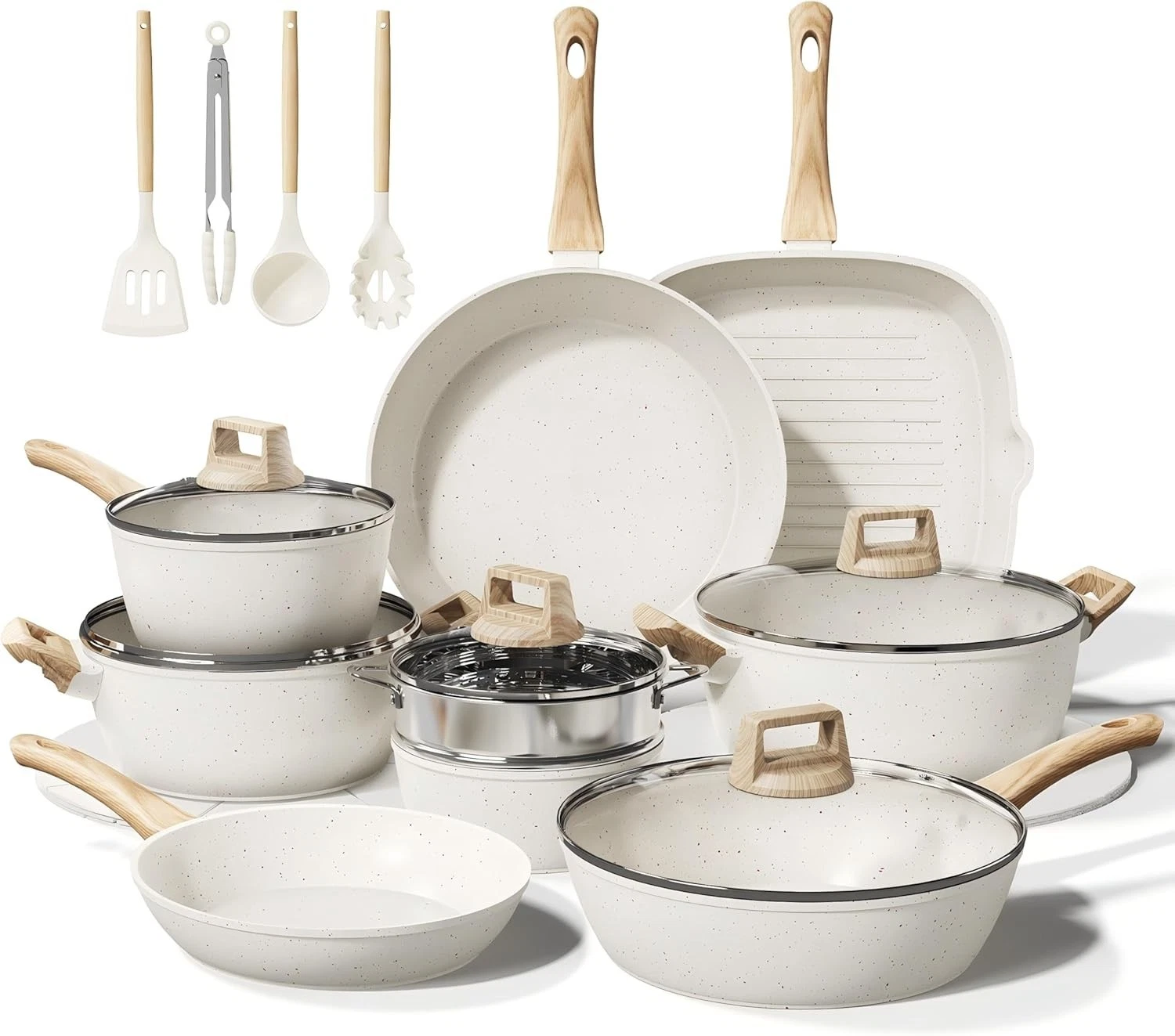 24 Pcs Pots and Pans Set Non Stick Ceramic Cookware Set Kitchen Cookware Sets