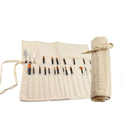 Liquidraw 30 Pocket Canvas Paint Brush Holder - Natural | 21'' x 18'' | Roll Up...