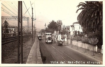 Vintage Postcard RPPC Vina del Mar Calle Alvarez Chile Y10