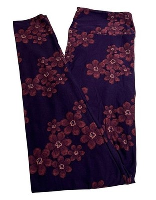 LuLaRoe Leggings OS One Size EASTER Floral PURPLE PINK Modern Flowers Ships FAST