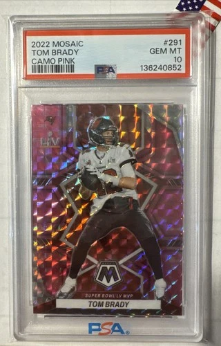 2022 Panini Mosaic TOM BRADY Camo Pink GEM  PSA 10 Tamp Bay Buccaneers #291 🇺🇸