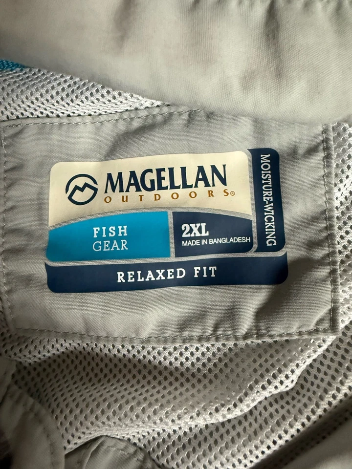 Magellan Mens Sz 2XL Fish Gear Short Sleeve Vented Button Down Shirt Relaxed Fit - Image 2 of 4