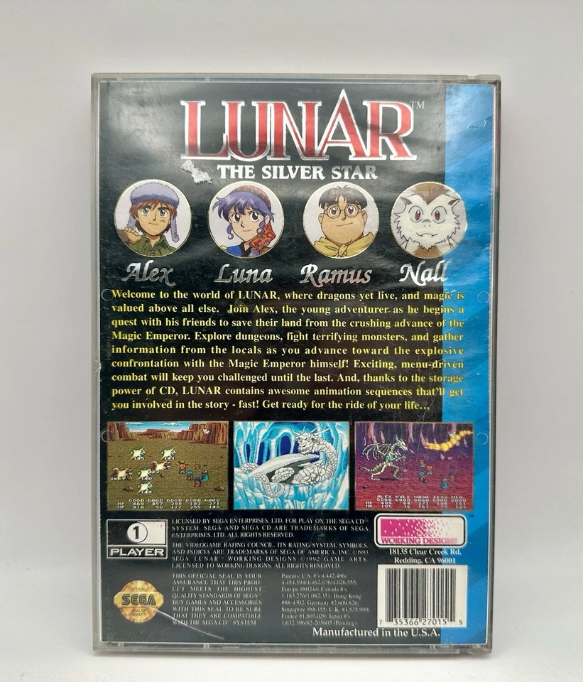 Lunar: The Silver Star (Sega CD, 1993) CIB Complete w/ Manual Reg Card - Image 2 of 4