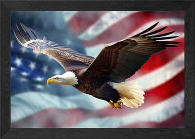 Amerikanische Flagge Weißkopfseeadler gerahmtes Wandbild Poster Leinwanddruck Bild