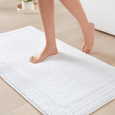 Splendor Reversible 100 Cotton Bath Rug, 17 x 24, White Tufted Bathroom Mat,