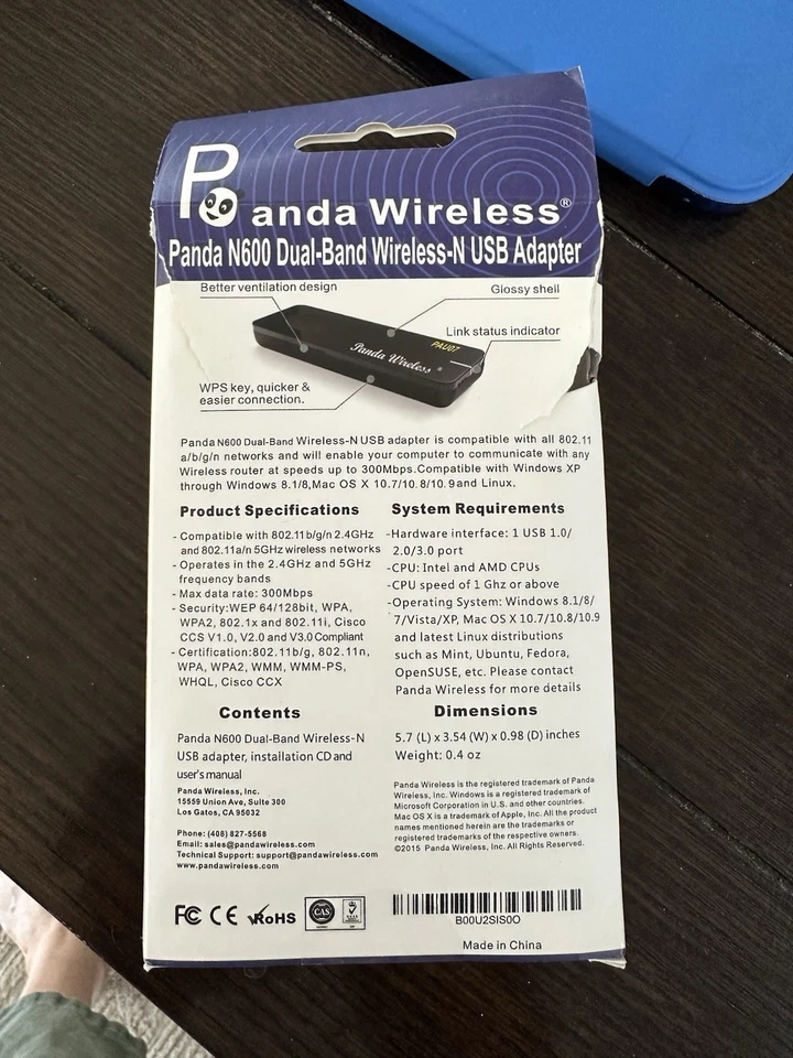 Panda N600 Dual Band (2.4GHZ & 5GHz) 300MBPs Wireless N USB Adapter W/WPS Button - Image 2 of 4