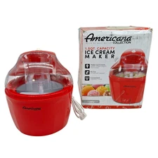 NIB Americana Elite By Maxi-Matic Collection 1.5QT Ice Cream Maker Red EIM 1400R