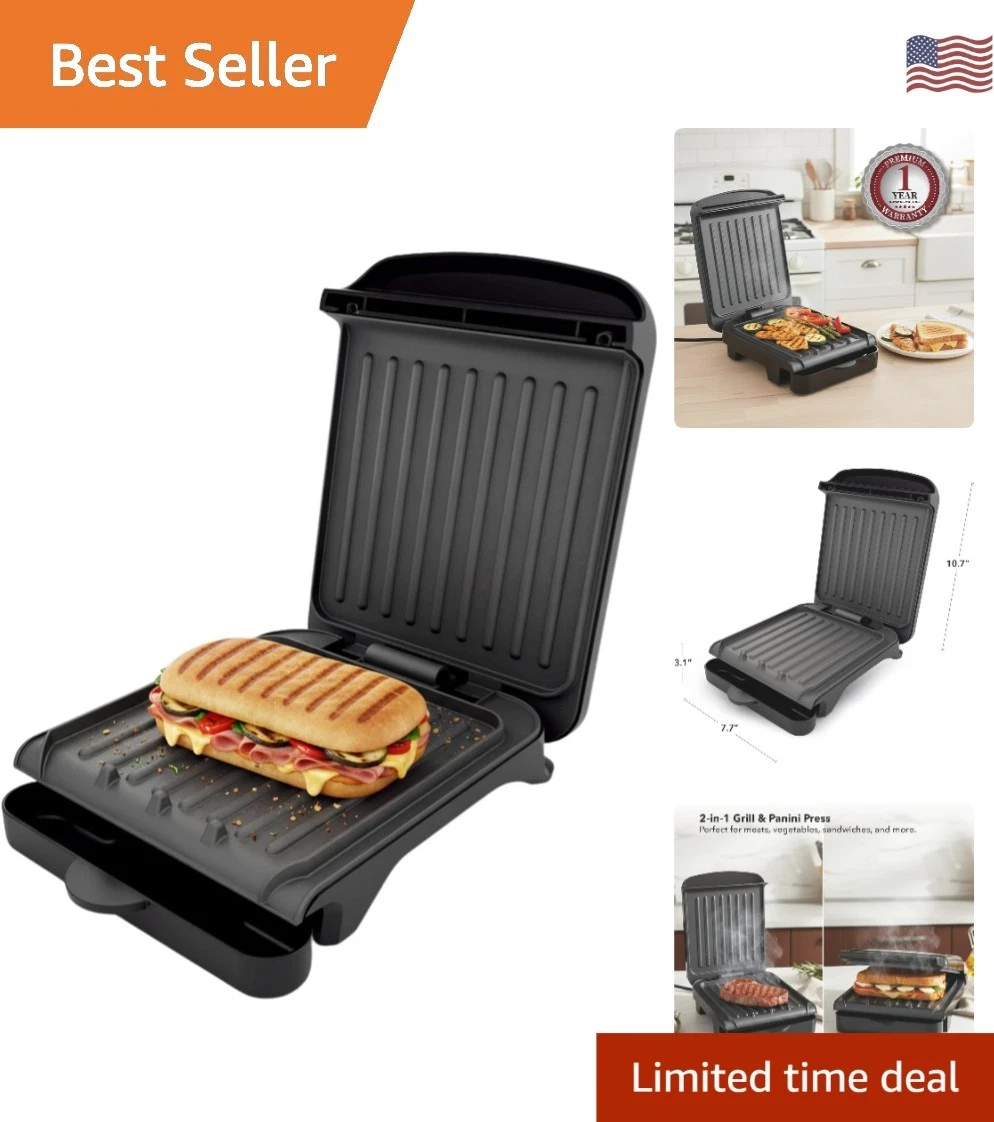 Health-Conscious 2-Serving Electric Grill & Panini Press - Easy Clean Non-Stick
Opens in a new windo