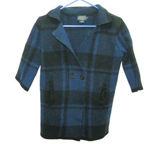 PENDLETON Women's Size Medium Blue Plaid Wool Button Front Peacoat Jacket Coat