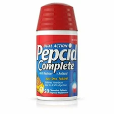 PEPCID Complete Acid Reducer Antacid Tropical Fruit Chewable Tablets - 50 Count