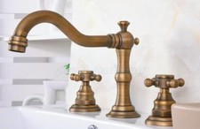 Antique Brass Widespread Bathroom Sink Faucet Basin Mixer Tap Two Handles 3 Hole