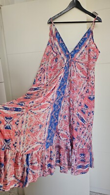 Kleid Seidenkleid Rosa Blau Bollywood Kleid Seide 46 48 50 Glanz Maxikleid Batik