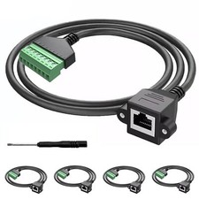 4PCS 1ft/0.3m RJ45 Female Plug to 8 Pin Screw Terminal Connector for Cat7 Cat...