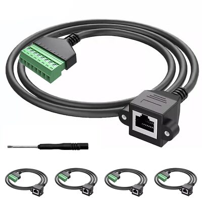 4PCS 1ft/0.3m RJ45 Female Plug to 8 Pin Screw Terminal Connector for Cat7 Cat...