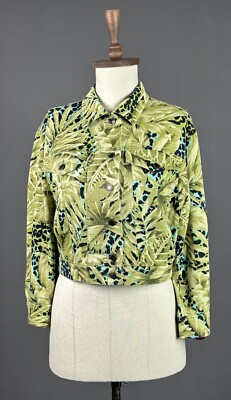 MONDI Multicolor Floral Print Cropped Oversize Denim Jacket Size M/L
